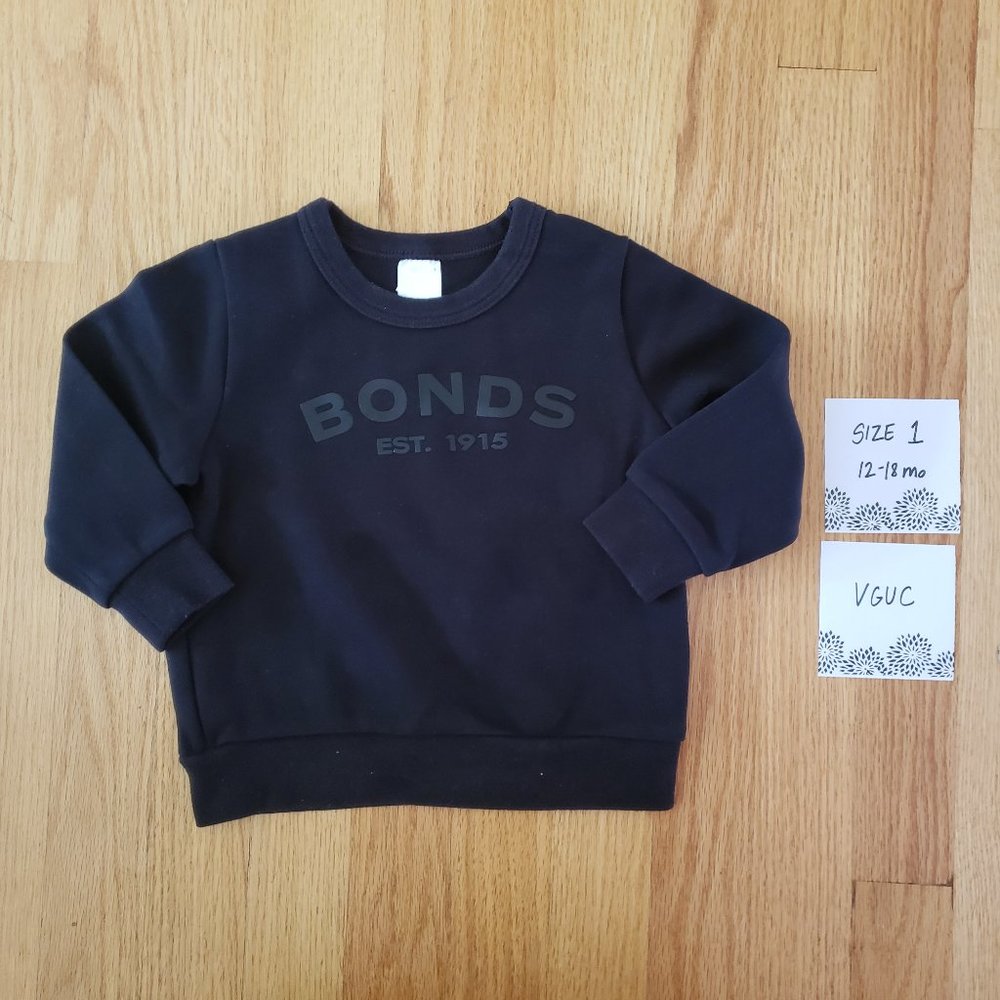 Bonds Australia Tech Sweats Black Pullover size 1